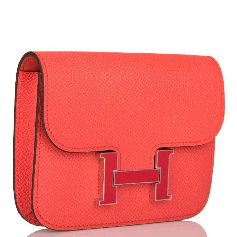 Sparkling Hermes Bags with Diamond - Encrusted AccentsHermes Rose Texas Epsom Constance Slim Wallet Palladium Hardware