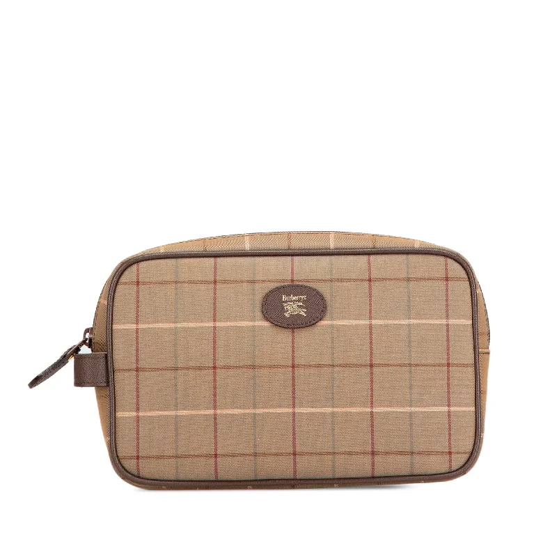 Brown Burberry Vintage Check Canvas Clutch