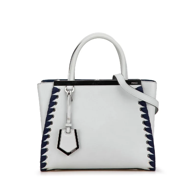 Two - Tone Hermes Bags for a Modern and Stylish AppearanceWhite Fendi Petite Whipstitch Leather 2Jours Satchel