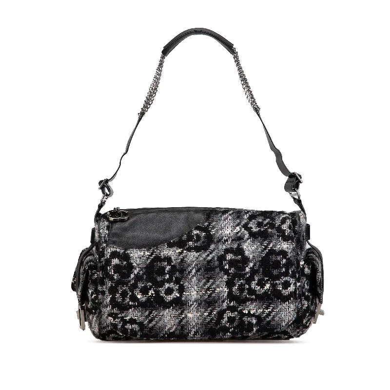 Dark - Hued Hermes Bags for a Sophisticated and Timeless PresenceGray Chanel Tweed Camellia Shoulder Bag