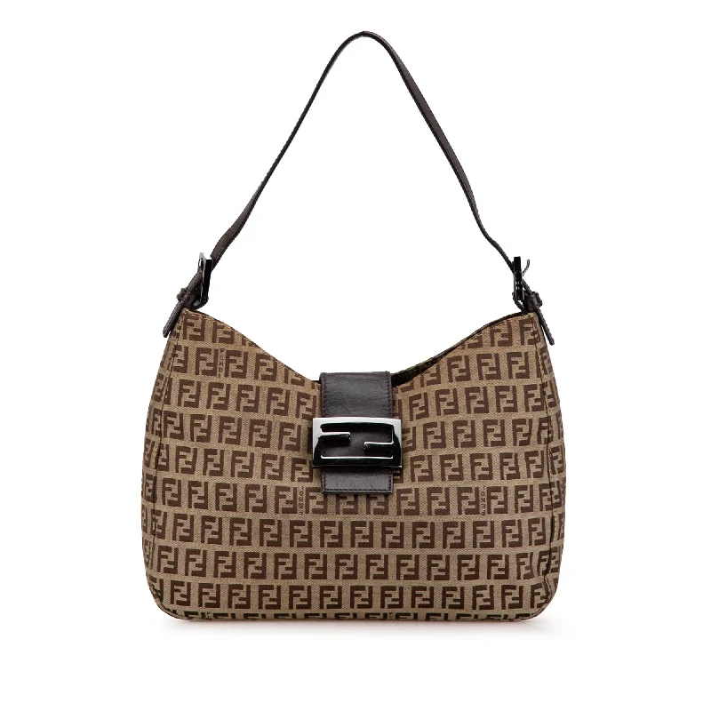 Water - Resistant Hermes Beach Bags for Summer FunBrown Fendi Zucchino Canvas Shoulder Bag