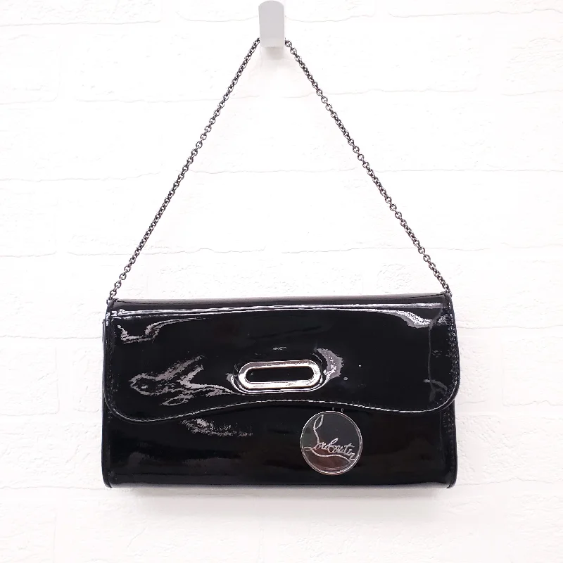 Hermes Bags with Magnetic and Twist - Lock ClosuresCHRISTIAN LOUBOUTIN BLACK PATENT LEATHER RIVIERA FLAP CLUTCH