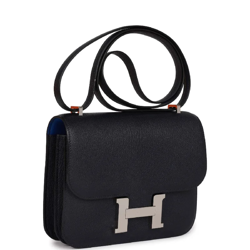 Breathable Hermes Gym Bags for Fitness EnthusiastsHermes Special Order (HSS) Constance 18 Bleu Indigo Verso Chevre Palladium Hardware