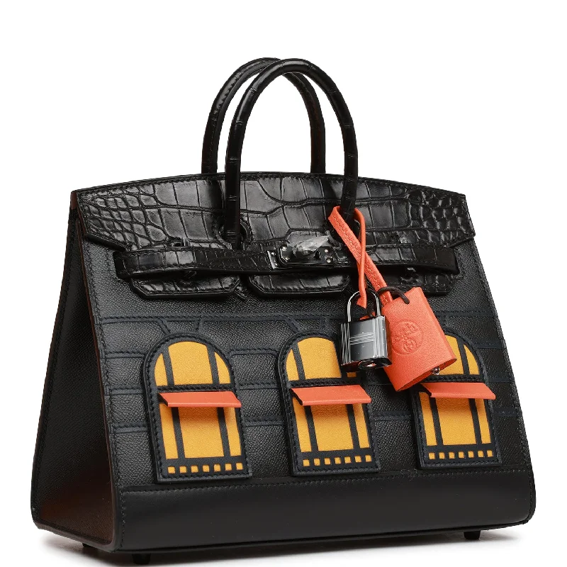 Hermes Bags with Adjustable Shoulder and Crossbody StrapsHermes Sac Faubourg Birkin 20 So Black Matte Alligator Black Hardware