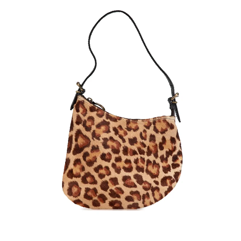 Easy - to - Clean Hermes Bags for Busy LifestylesBrown Fendi Zucca Canvas Oyster Leopard Print Ponyhair Hobo