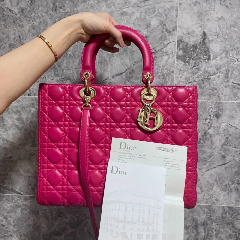 Trendsetting Christian Dior crossbody bags with a colorful strapLady Meidum Lambskin Pink with Gold Hardware