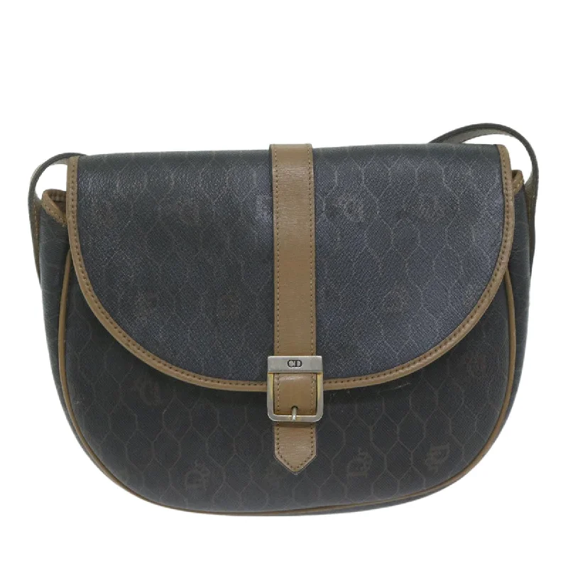 Contemporary Christian Dior handbags with a unique shapeCHRISTIAN DIOR Honeycomb Canvas Shoulder Bag PVC Black Auth bs11484