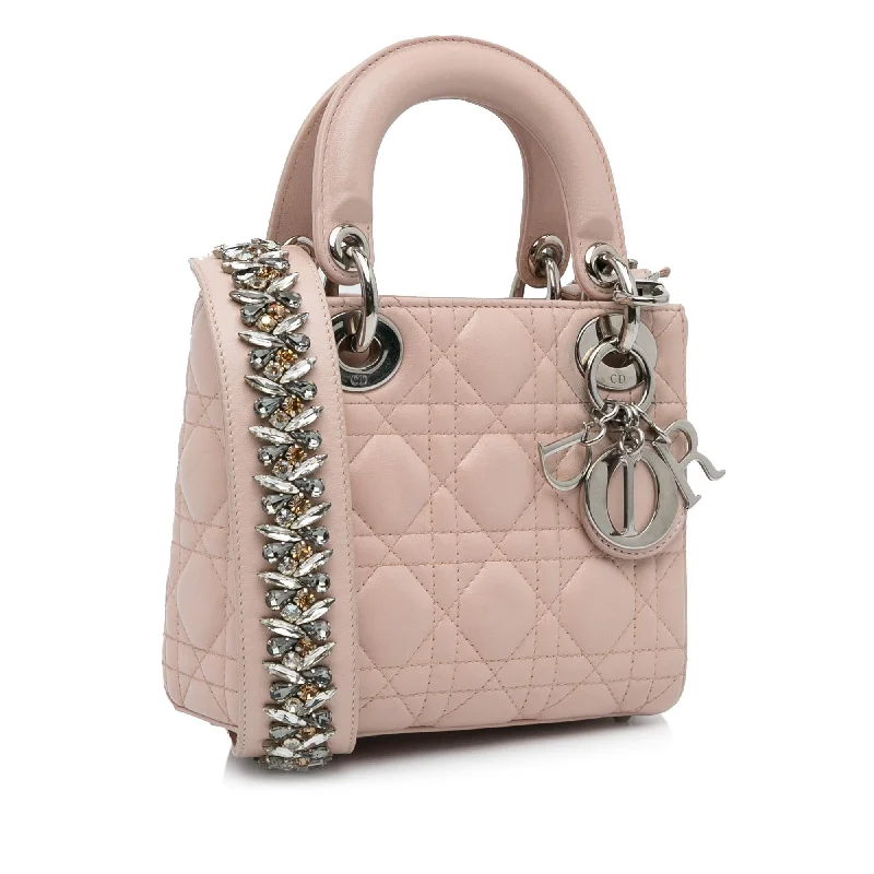 Christian Dior handbags with a detachable mirror for on - the - go touch - upsDior Mini Lambskin Cannage Lady Dior (6R4OLG)