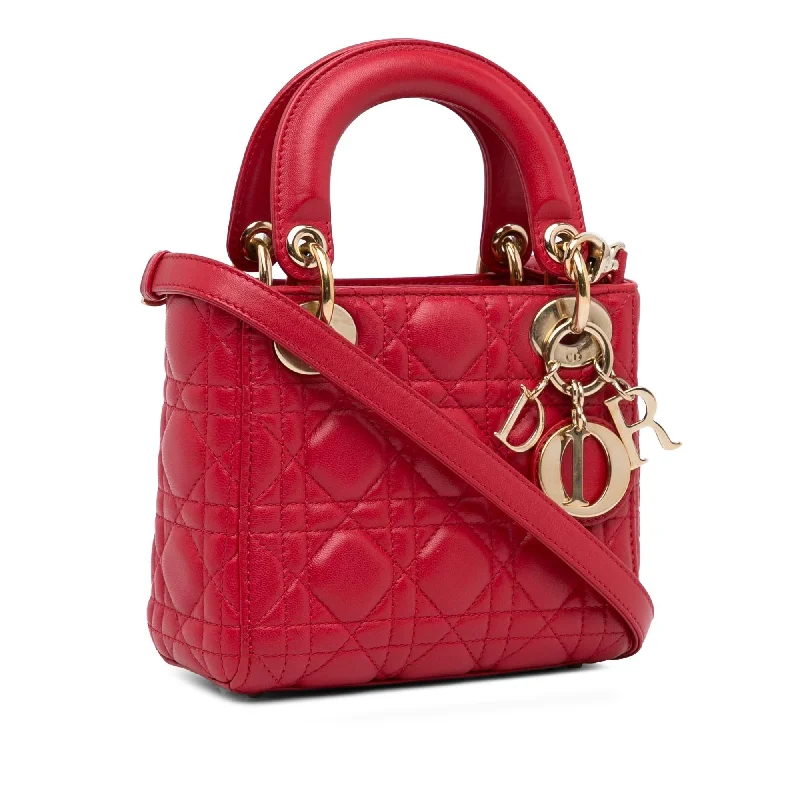 Christian Dior handbags with a removable shoulder strap for versatilityDior Mini Lambskin Cannage Lady Dior (xpSv3N)