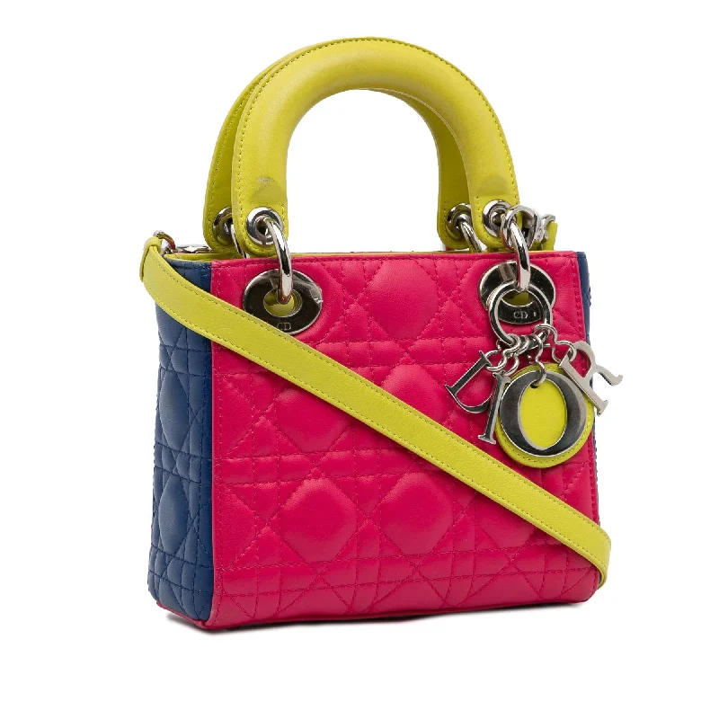 Contemporary Christian Dior handbags with a unique shapeDior Mini Lambskin Cannage Lady Dior Tricolor (mXgK8D)