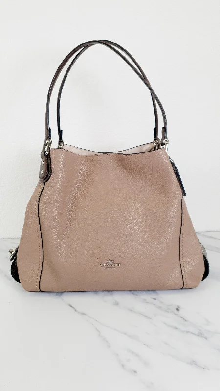 Coach backpacks with a hidden back pocket for securityCoach Edie 31 in Stone Taupe with Genuine Snakeskin Colorblock Pebble Leather - Shoulder Bag Coach 57670