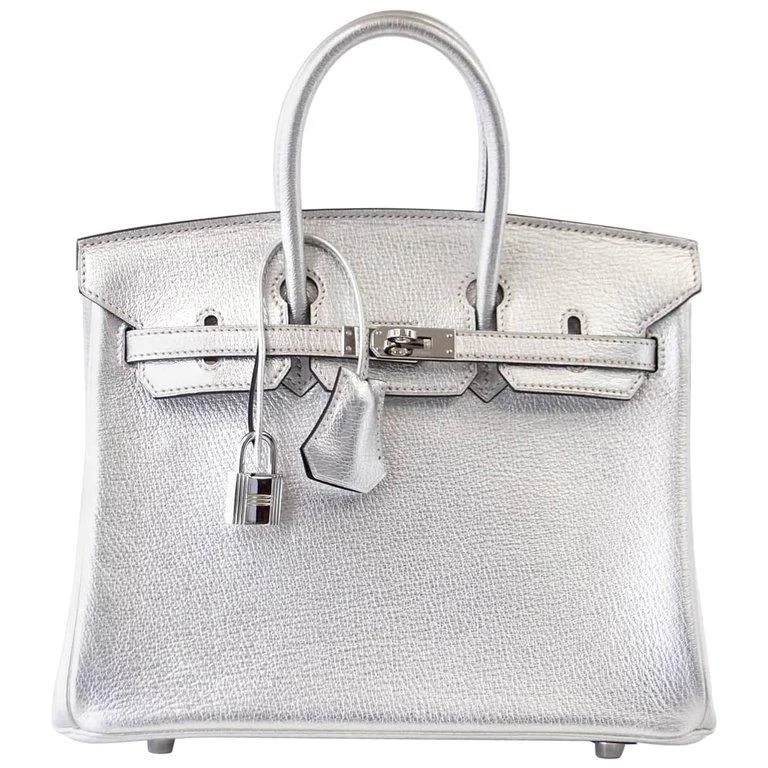 Seasonal - Exclusive Hermes Bags for Summer GetawaysHermes Birkin 25 Ultra Rare Metallic Silver Chevre Palladium Hardware