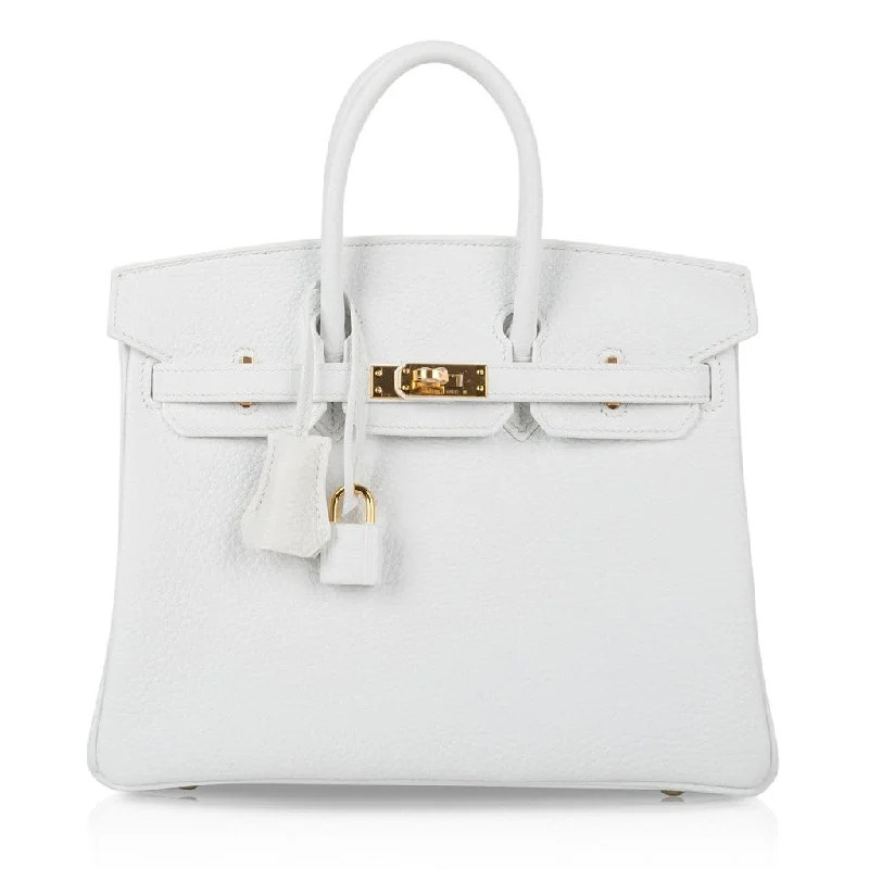 Compact Hermes Herbag Zip for Effortless CarryingHermes Birkin 25 HSS Bag White Clemence Gold Hardware